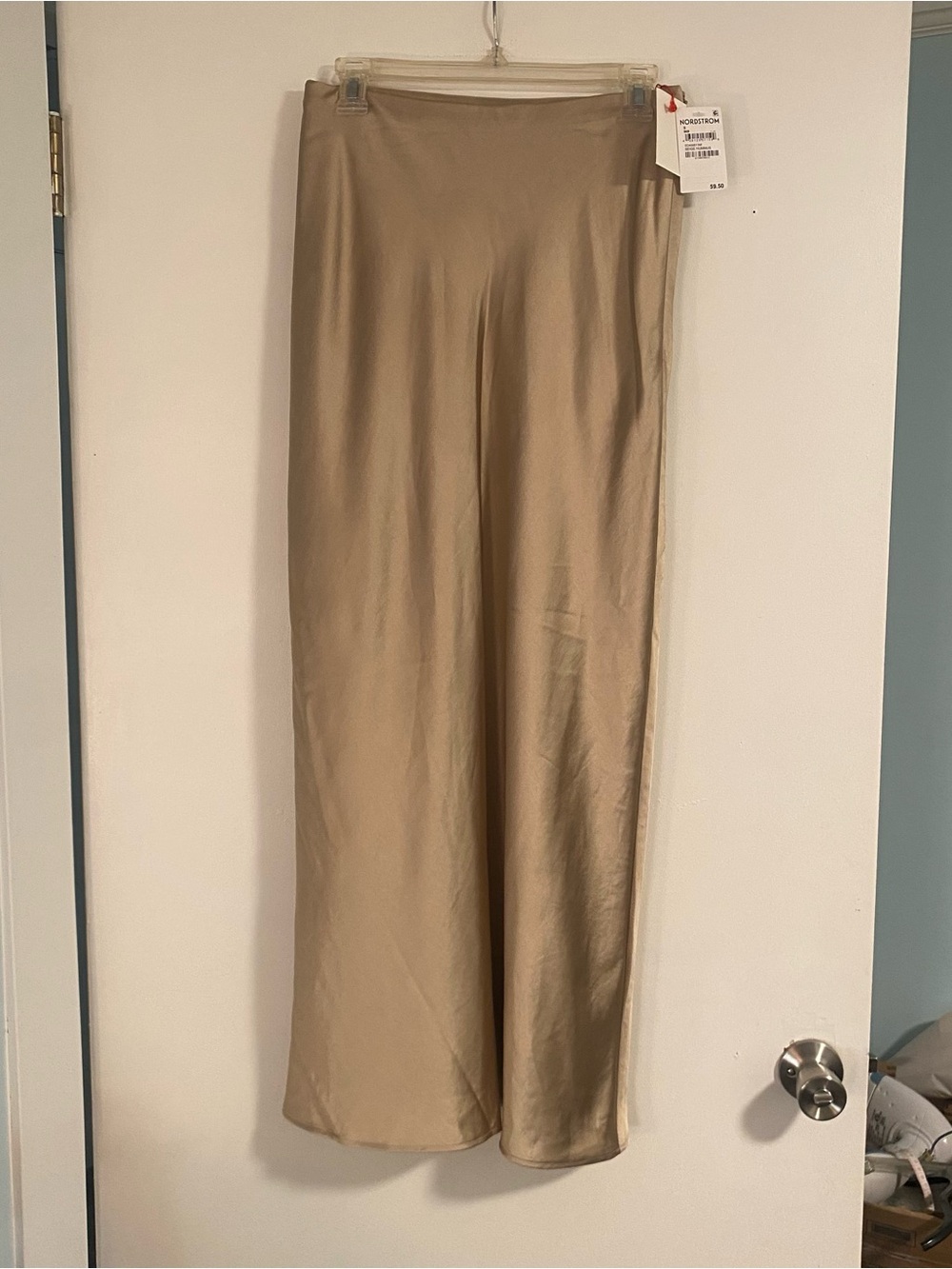 NWT Nordstrom Satin Maxi Skirt Beige/Gold Women’s S Whimsy Fairy Formal Boho